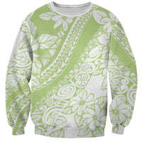 Polynesian Tiare Flower Sage Green Pastel Sweatshirt