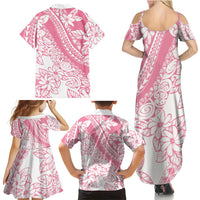 Polynesian Tiare Flower Pink Pastel Vibes Family Matching Summer Maxi Dress and Hawaiian Shirt LT14 - Polynesian Pride