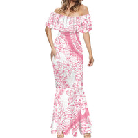 Polynesian Tiare Flower Pink Pastel Vibes Mermaid Dress