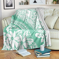 Polynesian Tiare Flower Cyan Pastel Vibes Blanket