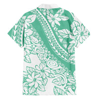 Polynesian Tiare Flower Cyan Pastel Vibes Family Matching Off Shoulder Maxi Dress and Hawaiian Shirt LT14 - Polynesian Pride