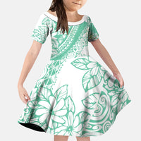 Polynesian Tiare Flower Cyan Pastel Vibes Family Matching Tank Maxi Dress and Hawaiian Shirt LT14 Daughter's Dress Cyan - Polynesian Pride