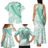 Polynesian Tiare Flower Cyan Pastel Vibes Family Matching Tank Maxi Dress and Hawaiian Shirt LT14 - Polynesian Pride
