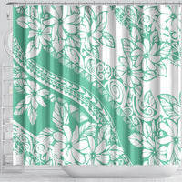Polynesian Tiare Flower Cyan Pastel Vibes Shower Curtain