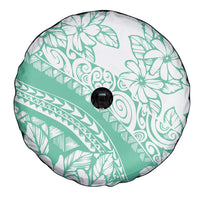 Polynesian Tiare Flower Cyan Pastel Vibes Spare Tire Cover