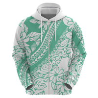 Polynesian Tiare Flower Cyan Pastel Vibes Zip Hoodie