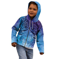 New Zealand Matariki Kid Hoodie Aotearoa Maori New Year Galaxy Maori Silver Fern LT14 - Polynesian Pride