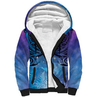 New Zealand Matariki Sherpa Hoodie Aotearoa Maori New Year Galaxy Maori Silver Fern LT14 Unisex Blue - Polynesian Pride
