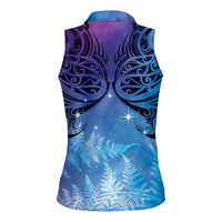 New Zealand Matariki Women Sleeveless Polo Shirt Aotearoa Maori New Year Galaxy Maori Silver Fern