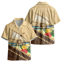 Personalised Bula Vinaka Fiji Drua Kid Hawaiian Shirt Fijian Traditional Canoe Tapa Cloth Beige