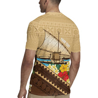 Personalised Bula Vinaka Fiji Drua Rugby Jersey Fijian Traditional Canoe Tapa Cloth Beige