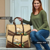 Personalised Bula Vinaka Fiji Drua Travel Bag Fijian Traditional Canoe Tapa Cloth Beige