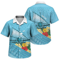 Personalised Bula Vinaka Fiji Drua Family Matching Summer Maxi Dress and Hawaiian Shirt Fijian Traditional Canoe Tapa Cloth Blue LT14 Son's Shirt Blue - Polynesian Pride