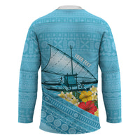 Personalised Bula Vinaka Fiji Drua Hockey Jersey Fijian Traditional Canoe Tapa Cloth Blue