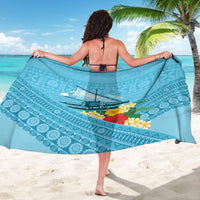 Personalised Bula Vinaka Fiji Drua Sarong Fijian Traditional Canoe Tapa Cloth Blue