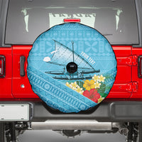 Personalised Bula Vinaka Fiji Drua Spare Tire Cover Fijian Traditional Canoe Tapa Cloth Blue
