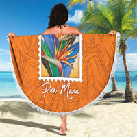 Aloha Hawaii Pua Manu Beach Blanket Hawaiian Bird of Paradise Flowers Stylized Stamp