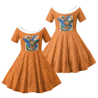 Aloha Hawaii Pua Manu Family Matching Tank Maxi Dress and Hawaiian Shirt Hawaiian Bird of Paradise Flowers Stylized Stamp LT14 Daughter's Dress Orange - Polynesian Pride