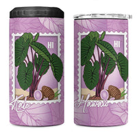 Aloha Hawaii Kalo 4 in 1 Can Cooler Tumbler Hawaiian Taro Leaves Stylized Stamp LT14 One Size: 16 oz Purple - Polynesian Pride