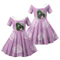Aloha Hawaii Kalo Family Matching Long Sleeve Bodycon Dress and Hawaiian Shirt Hawaiian Taro Leaves Stylized Stamp LT14 Daughter's Dress Purple - Polynesian Pride