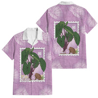 Aloha Hawaii Kalo Family Matching Off Shoulder Short Dress and Hawaiian Shirt Hawaiian Taro Leaves Stylized Stamp LT14 Dad's Shirt - Short Sleeve Purple - Polynesian Pride