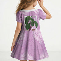 Aloha Hawaii Kalo Kid Short Sleeve Dress Hawaiian Taro Leaves Stylized Stamp