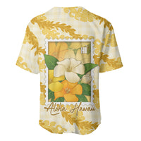 Aloha Hawaii Puakenikeni Baseball Jersey Hawaiian Lei Palaka Motifs Stylized Stamp