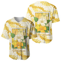 Aloha Hawaii Puakenikeni Baseball Jersey Hawaiian Lei Palaka Motifs Stylized Stamp