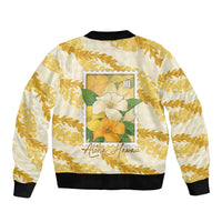 Aloha Hawaii Puakenikeni Bomber Jacket Hawaiian Lei Palaka Motifs Stylized Stamp