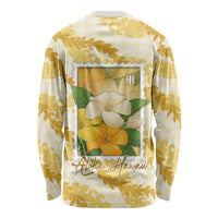 Aloha Hawaii Puakenikeni Long Sleeve Shirt Hawaiian Lei Palaka Motifs Stylized Stamp