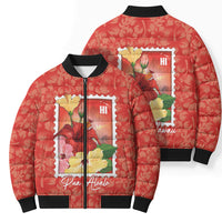 Aloha Hawaii Pua Aloalo Bomber Puffer Jacket Hawaiian Hibiscus Flowers Stylized Stamp LT14 - Polynesian Pride