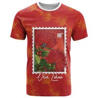 Aloha Hawaii Ohia Lehua T Shirt Hawaiian Lei Stylized Stamp