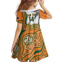 Custom Fiji And Australia Rugby Family Matching Off Shoulder Maxi Dress and Hawaiian Shirt Fijian Palm Tree Mix Aussie Kangaroo LT14 - Polynesian Pride