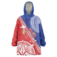 Tonga and Samoa Rugby Custom Wearable Blanket Hoodie Ikale Tahi Manu Samoa Together LT14 One Size Red - Polynesian Pride