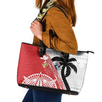 Fiji and Tonga Rugby Custom Leather Tote Bag Flying Fijians Ikale Tahi Together Pacific LT14 Red - Polynesian Pride