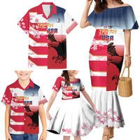 USA and Japan Rugby Custom Family Matching Mermaid Dress and Hawaiian Shirt Eagles Brave Blossoms Together Pacific LT14 - Polynesian Pride