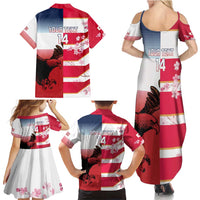 USA and Japan Rugby Custom Family Matching Summer Maxi Dress and Hawaiian Shirt Eagles Brave Blossoms Together Pacific LT14 - Polynesian Pride