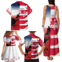 USA and Japan Rugby Custom Family Matching Tank Maxi Dress and Hawaiian Shirt Eagles Brave Blossoms Together Pacific LT14 - Polynesian Pride