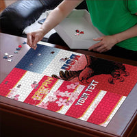 USA and Japan Rugby Custom Puzzle Eagles Brave Blossoms Together Pacific - Polynesian Pride