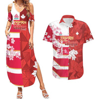 Canada and Japan Rugby Custom Couples Matching Summer Maxi Dress and Hawaiian Shirt Canucks Brave Blossoms Together Pacific - Polynesian Pride