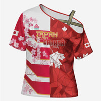 Canada and Japan Rugby Custom Cross Shoulder Shirt Canucks Brave Blossoms Together Pacific - Polynesian Pride