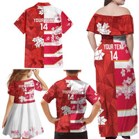 Canada and Japan Rugby Custom Family Matching Off Shoulder Maxi Dress and Hawaiian Shirt Canucks Brave Blossoms Together Pacific LT14 - Polynesian Pride