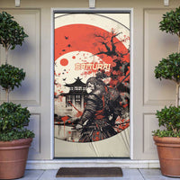 Samurai Warrior Japan Door Cover Red-blossomed Tree Classic Japanese Stylized LT14 Red - Polynesian Pride