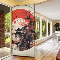 Samurai Warrior Japan Door Cover Red-blossomed Tree Classic Japanese Stylized LT14 - Polynesian Pride