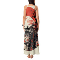 Samurai Warrior Japan Tank Maxi Dress Red-blossomed Tree Classic Japanese Stylized - Polynesian Pride