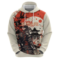 Samurai Warrior Japan Zip Hoodie Red-blossomed Tree Classic Japanese Stylized LT14 - Polynesian Pride