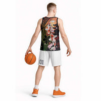 Hawaiian and Japanese Basketball Jersey Koi Fish With Kanaka Polynesian Tattoo LT14 - Polynesian Pride