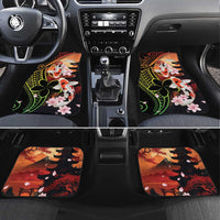 Hawaiian and Japanese Car Mats Koi Fish With Kanaka Polynesian Tattoo LT14 Set 4pcs Black - Polynesian Pride