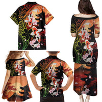Hawaiian and Japanese Family Matching Puletasi and Hawaiian Shirt Koi Fish With Kanaka Polynesian Tattoo LT14 - Polynesian Pride