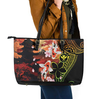 Hawaiian and Japanese Leather Tote Bag Koi Fish With Kanaka Polynesian Tattoo - Polynesian Pride